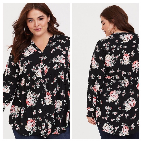 torrid Tops - Torrid Emma black and floral top in sz 1